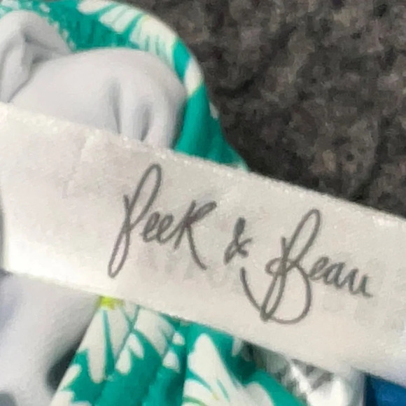 Peek & Beau Curve Tie Front Cut Out Swimsuit Green Sunflower Plus Size 20 NWT - Picture 7 of 9